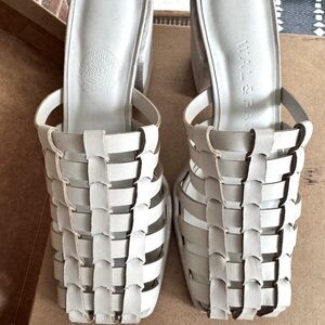 White Woven Leather Sandals